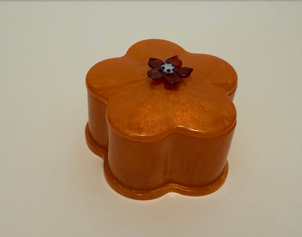Orange flower resin trinket tray