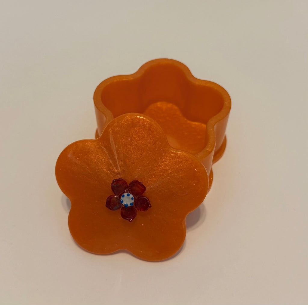 Orange flower resin trinket tray