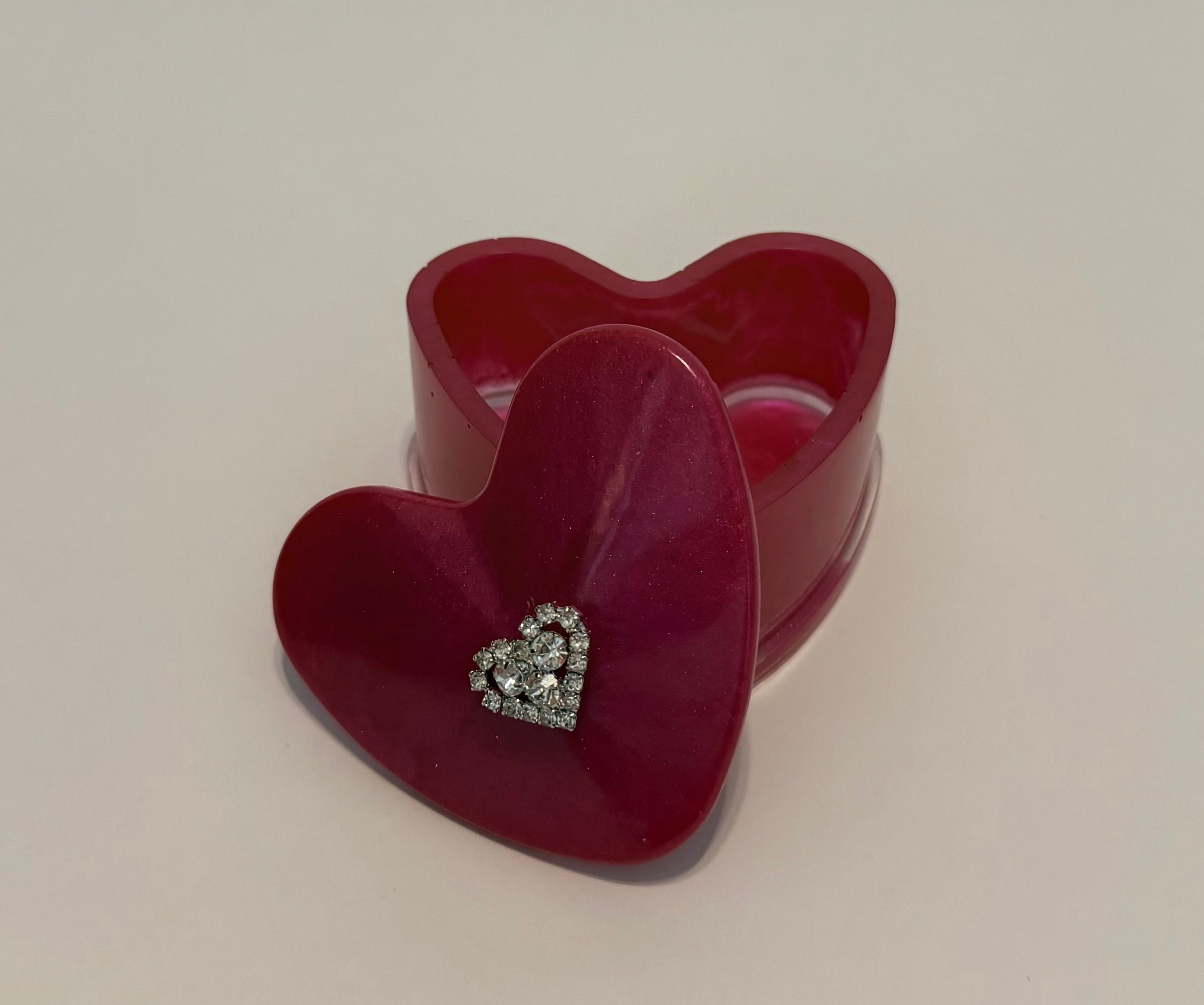 Pink resin heart trinket box