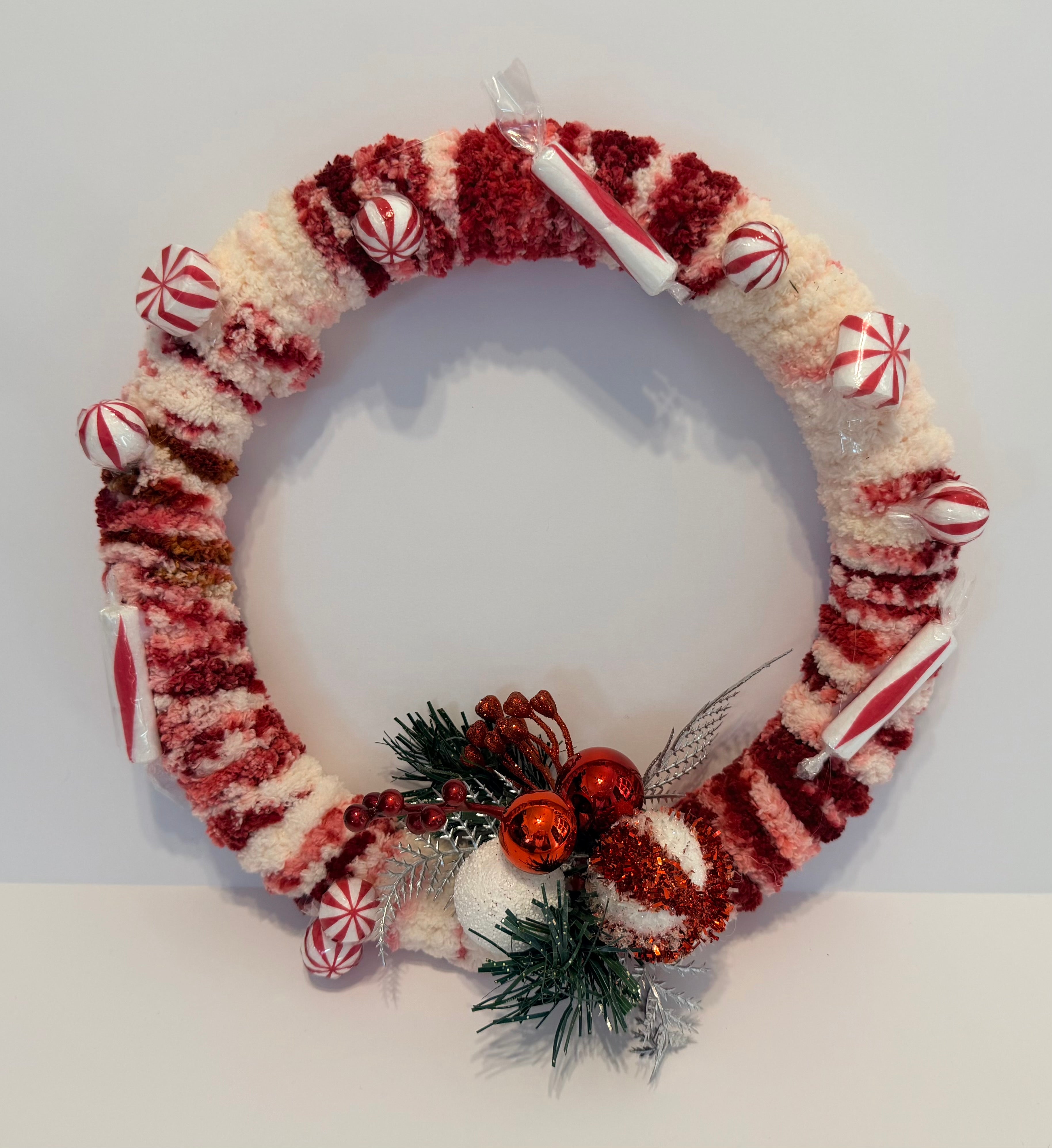 Christmas peppermint candy themed wreath