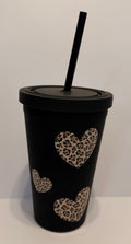 Plastic cheetah heart cup