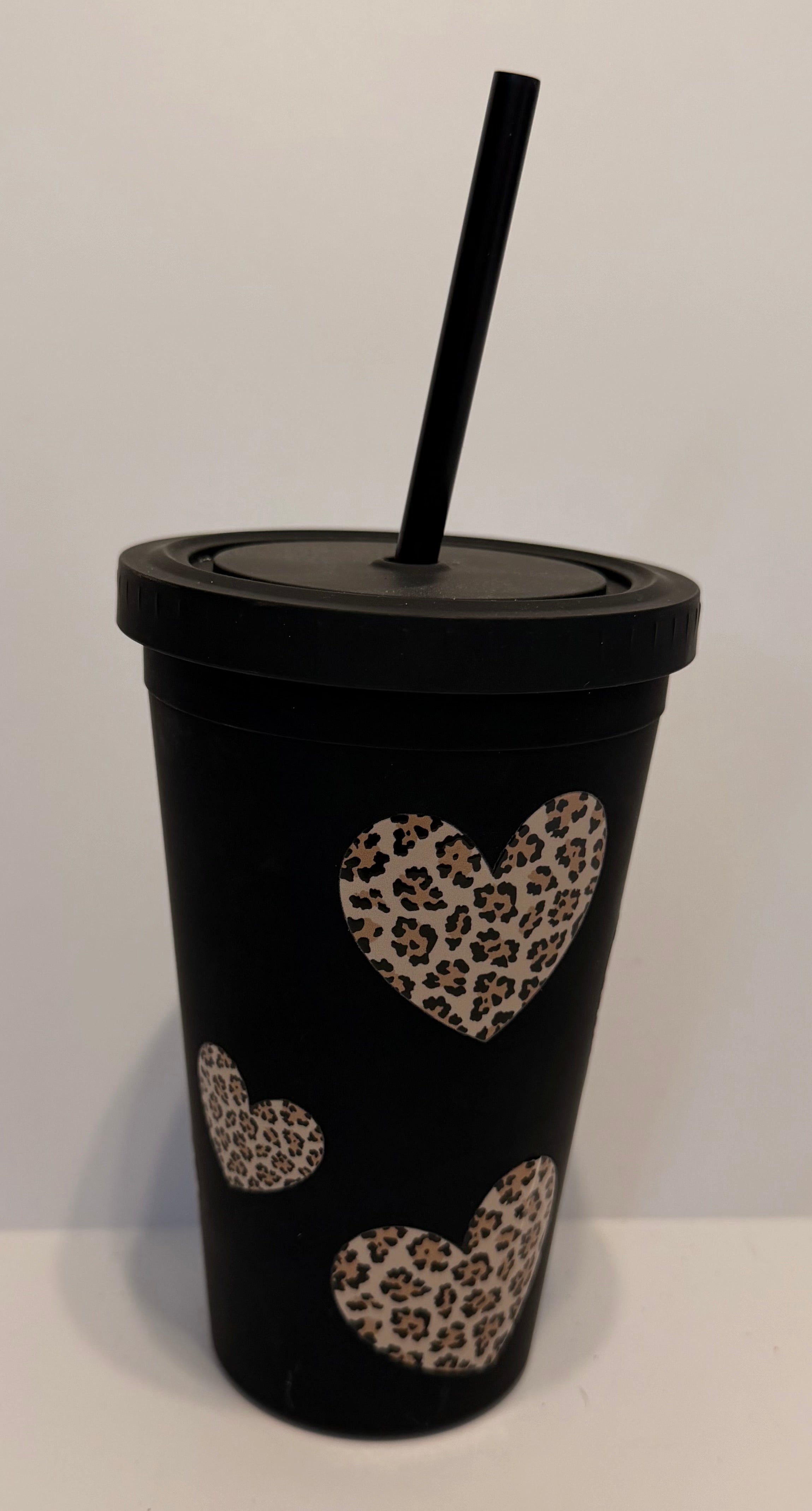Plastic cheetah heart cup